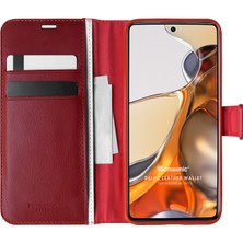 Microsonic Xiaomi Mi 11T Pro Kılıf Delux Leather Wallet Kırmızı