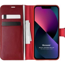 Microsonic Apple iPhone 13 Mini Kılıf Delux Leather Wallet Kırmızı