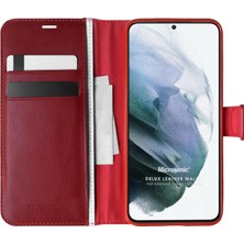 Microsonic Samsung Galaxy S21 Plus Kılıf Delux Leather Wallet Kırmızı