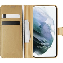 Microsonic Samsung Galaxy S21 Plus Kılıf Delux Leather Wallet Gold