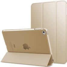 Fuchsia Apple iPad Mini 2019 (5.nesil) Uyumlu Fuchsia Smart Cover Standlı Katlanabilir Akıllı 1-1 Tablet Kılıfı - Gold