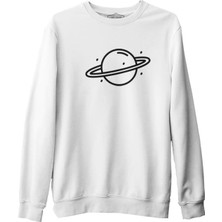Lordd  T-Shirt   Saturn Iı Logo Beyaz Erkek Kalın Sweatshirt