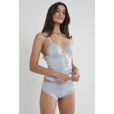 Pierre Cardin Kadın Dantelli Penye Atlet Külot / Kaşkorse Set - 305 Mist