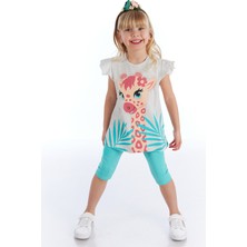 Denokids Süslü Zürafa Kız Çocuk T-shirt Tayt Takım