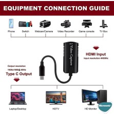 Microsonic Video Capture Kablo, Type-C HDMI Adaptör Çevirici Siyah