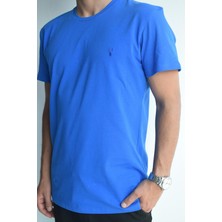 Ottomoda SaksMavi Basic Erkek Bisiklet Yaka Kısa Kollu T-Shirt,OT-BT-21005