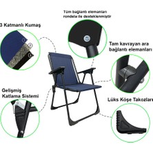 Moniev Natura 4 Adet Kamp Sandalyesi Katlanır Piknik Sandalye Oval Bardaklıklı Lacivert + MDF Masa