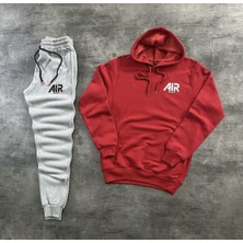 Amor Man Kapüşonlu Göğüs Baskılı Şardonlu Pamuk Dokuma Dış Mekan Erkek Spor Eşofman Takımı