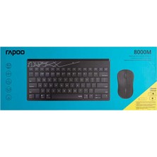 Rapoo 8000M Model Çok Modlu Türkçe Klavye ile Optik Mouse Set Siyah