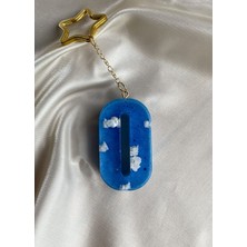 Venüs Takı ve Aksesuar Bulut Desenli Gümüş Halka Başlıklı Tasarım O Harfi Anahtarlık