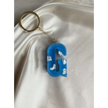 Venüs Takı ve Aksesuar Bulut Desenli Gümüş Kalp Başlıklı Tasarım G Harfi Anahtarlık