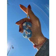 Venüs Takı ve Aksesuar Bulut Desenli Altın Kalp Başlıklı Tasarım S Harfi Anahtarlık