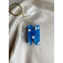 Venüs Takı ve Aksesuar Bulut Desenli Altın Yıldız Başlıklı Tasarım N Harfi Anahtarlık