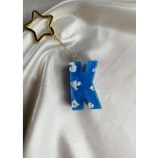 Venüs Takı ve Aksesuar Bulut Desenli Altın Halka Başlıklı Tasarım K Harfi Anahtarlık