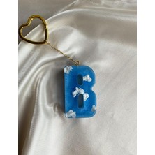 Venüs Takı ve Aksesuar Bulut Desenli Altın Yıldız Başlıklı Tasarım B Harfi Anahtarlık