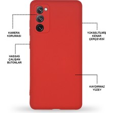 Caseworld Samsung Galaxy S20 FE Kapak Içi Kadife Kamera Korumalı Lansman Silikon Kılıf - Kırmızı