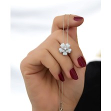 Papatya Silver 925 Ayar Gümüş Opal Taşlı Yasemin Çiçeği Kolye