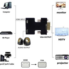Alfais 4499 Ses Destekli HDMI To VGA Monitör Çevirici Dönüştürücü Adaptör