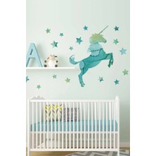 Kt Grup Muhteşem Unicorn ve Yıldızlar Dokulu Duvar Sticker