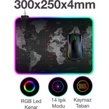 Ally Dünya Desenli Rgb LED Işıklı Oyuncu Mouse Pad 300*250*4MM AL-34805