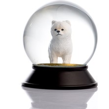 Snoowg Cam ve Reçine Altın Patiler Pomeranian Boo (Beyaz) Kar Küresi