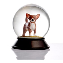 Snoowg Cam ve Reçine Altın Patiler Chihuahua (Kahverengi) Kar Küresi