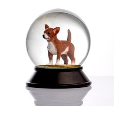 Snoowg Cam ve Reçine Altın Patiler Chihuahua (Kahverengi) Kar Küresi
