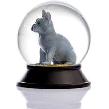 Snoowg Cam ve Reçine Altın Patiler French Bulldog (Gri) Kar Küresi