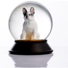 Snoowg Cam ve Reçine Altın Patiler French Bulldog (Beyaz) Kar Küresi