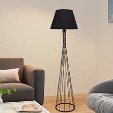 Homing Kumaş Başlıklı Metal Lambader Şık Tasarım Siyah Renk Aydınlatma Çözümü