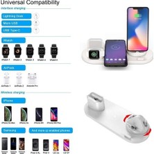 Daytona BW06 5in1 Kablosuz Wireless Hızlı Şarj Standı iWatch Airpods iPhone Samsung Uyumlu (Kablosuz Şarj Standı) -Beyaz