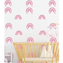 Kt Grup Kız Çocuk Odası Pembe Gökkuşağı Duvar Sticker Seti