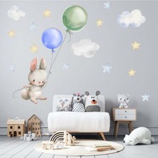 Kt Grup Balonlu Tavşan Bulutlar ve Yıldızlar Duvar Sticker Seti