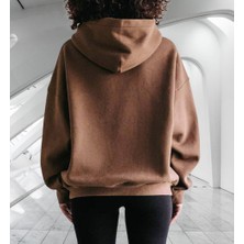 Amor Woman B.h.v.r Göğüs Baskılı Kapüşonlu 4 Iplik Çok Kalın Tam Kışlık Oversize Yeni  Stil Kadın Sweatshirt