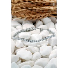 Sümer Telkari Su Yolu 2,5 mm Pırlanta Montürlü Gümüş Bileklik 3835