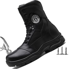 KIN Siyah Iş Ayakkabıları Peluş Sıcak Güvenlik Ayakkabıları Kış Çelik Burunlu Anti-Şut Askeri Botlar (Yurt Dışından)