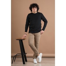 Akçaylar Bisiklet Yaka Likralı Microfilament Kumaş Slimfit Erkek Sweatshirt