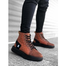 11boa BA0159 Bağcıklı Koyu Taba Kapitone Erkek Yüksek Taban Spor Bot