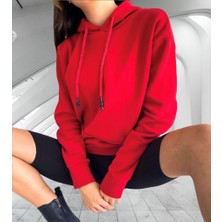 Amor Man Kapüşonlu 4 Iplik Çok Kalın Tam Kışlık Pamuk Dokuma Oversize Kadın Sweatshirt