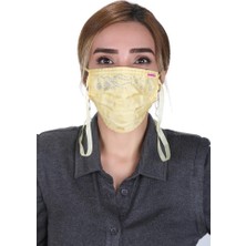 Meditex Boyundan Askılı Yıkanabilir Taşlı Maske T-4 Sarı