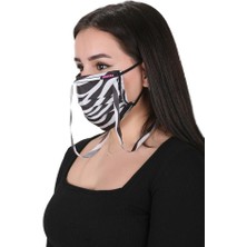 Meditex Boyundan Askılı Yıkanabilir Maske Zebra Serisi Beyaz