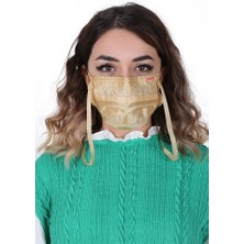 Meditex Boyundan Askılı Yıkanabilir Taşlı Maske T-1 Bej