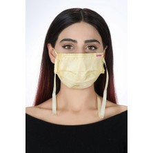 Meditex Boyundan Askılı Yıkanabilir Maske Düz Grubu Sarı