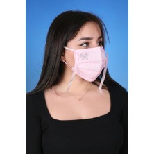 Meditex Boyundan Askılı Yıkanabilir Taşlı Maske K-4 Toz Pembe