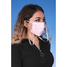 Meditex Boyundan Askılı Yıkanabilir Taşlı Maske K-5 Toz Pembe