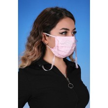 Meditex Boyundan Askılı Yıkanabilir Taşlı Maske T-1 Toz Pembe