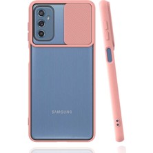 Caseart Samsung Galaxy M52 Kapak Lensi Açılır Kapanır Kamera Korumalı Silikon Kılıf - Pudra