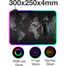 Dybox Dünya Desenli Rgb LED Işıklı Oyuncu Mouse Pad 300*250*4MM