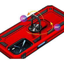 Oppo A16 Kılıf Darbe Emici Standlı Mıknatıslı Kamera Koruyuculu Vega Silikon Siyah