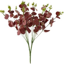 Nettenevime Yapay Çiçek Okaliptus Demet Kırmızı Aradal Garnitür Eucalyptus